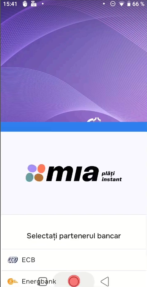 miaPos — Select banking partner screen